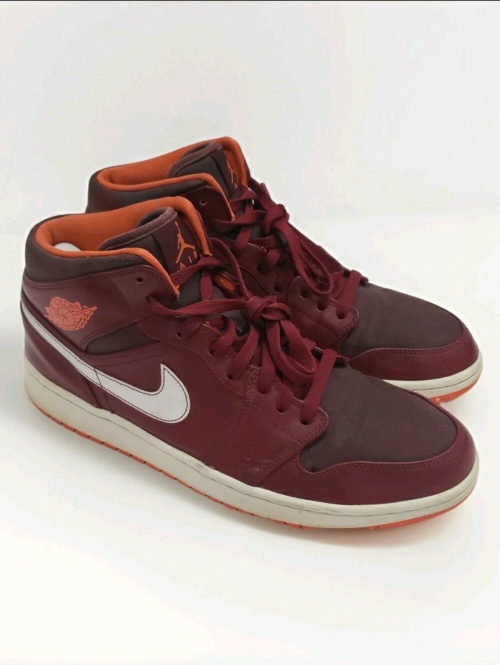 Air Jordan 1 Mid Team Red Electric Orange Men's Size 12 Shoes 554724-604